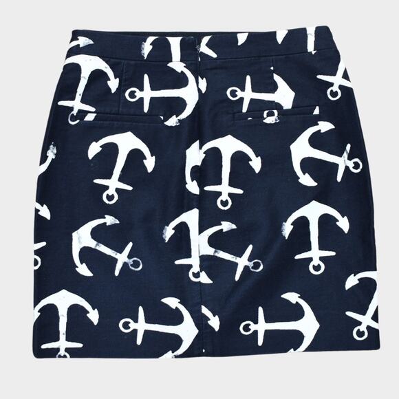 J.CREW Mini Nautical Anchor Skirt Navy Blue Size 00 - Picture 2 of 5